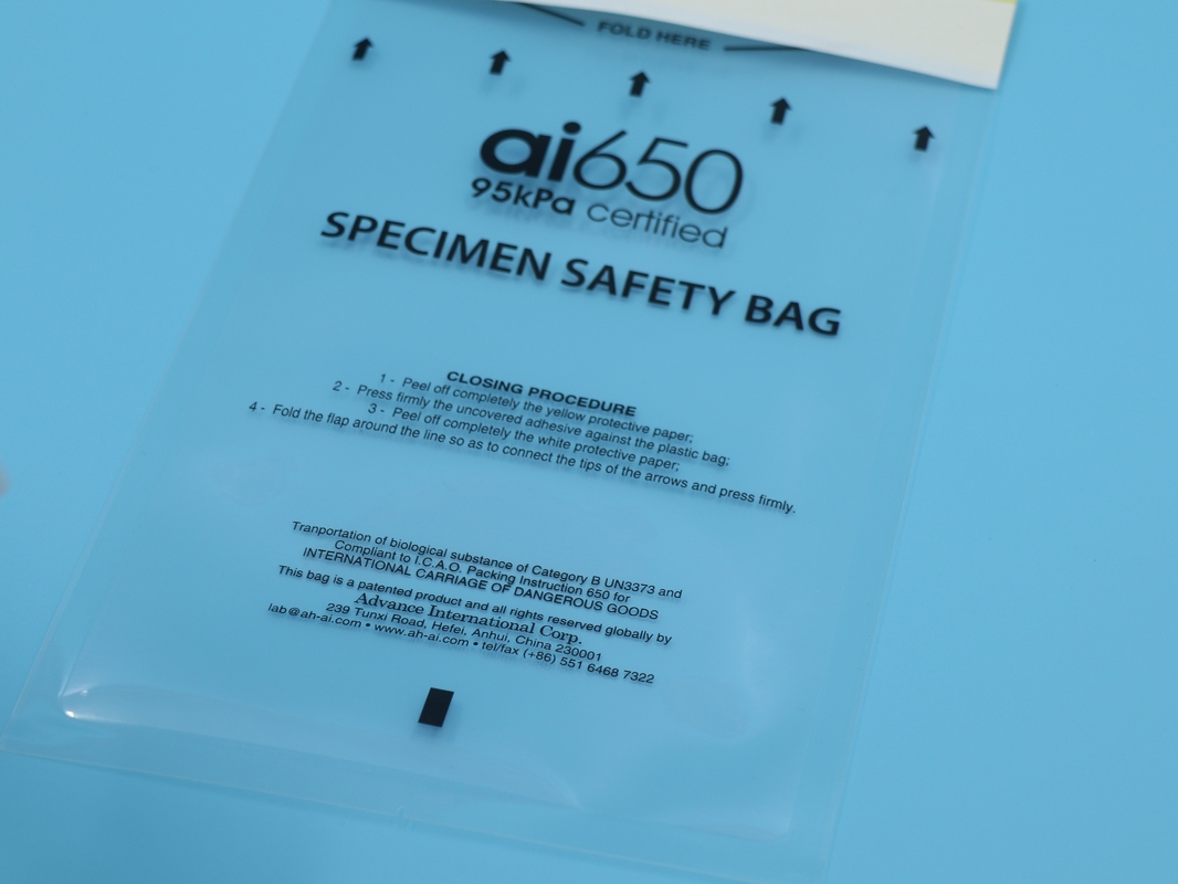 AI650 의료 연구실 PE 플라스틱 Ziplock 생물 위험 표본 가방 병리적 봉인 실험실 표본 가방