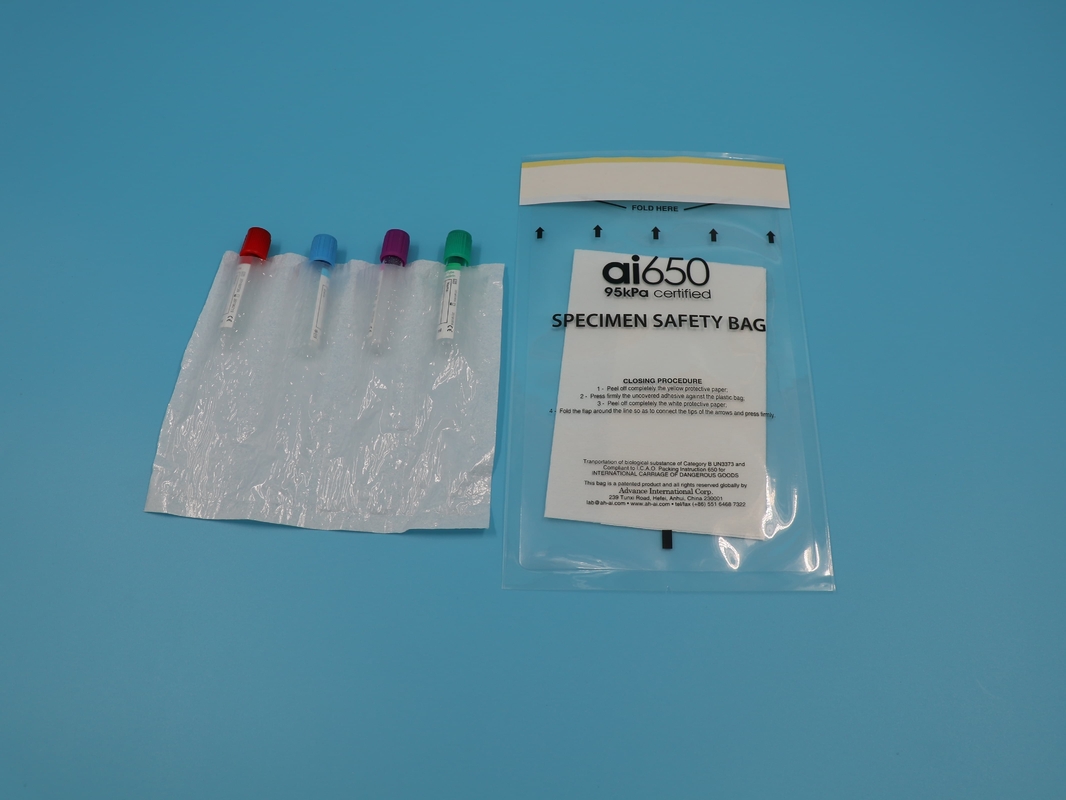 맞춤 노란색 6X9인치 Ziplock 실험실 플라스틱 샘플 운송 생물 위험 가방 의료