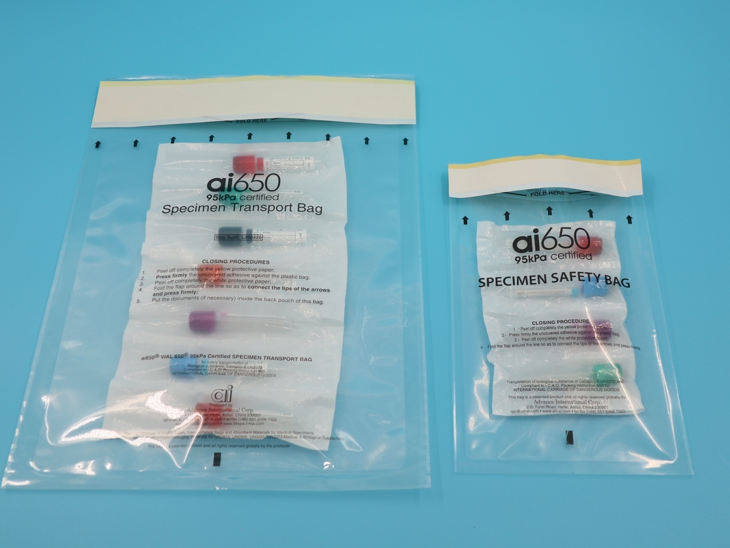 플라스틱 Ldpe Ziplock 95kpa 표본 운송 가방 3층 켄거루 치과 가방 투명 맞춤형 진열 인쇄 식품