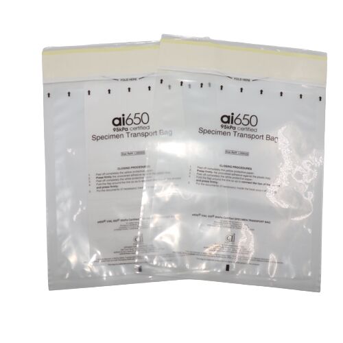 Biohazard Specimen Bags Manufacturer AI 650 Biohazard Specimen Bag & Large/Small IATA Specimen Bag Supplier 95 KPa Certified UN 3373 Specimen Bag Factory